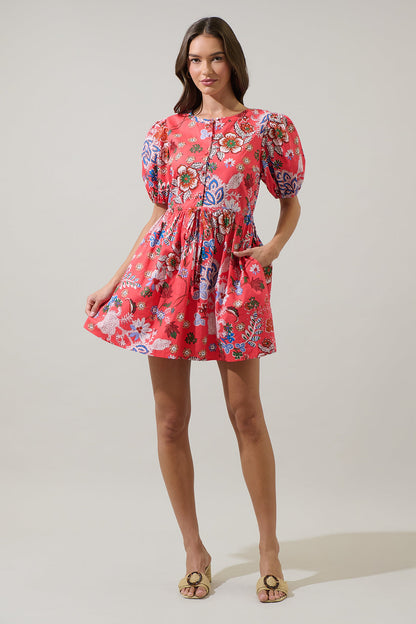 Oreanna Floral Alba Puff Sleeve Mini Dress OMFORT