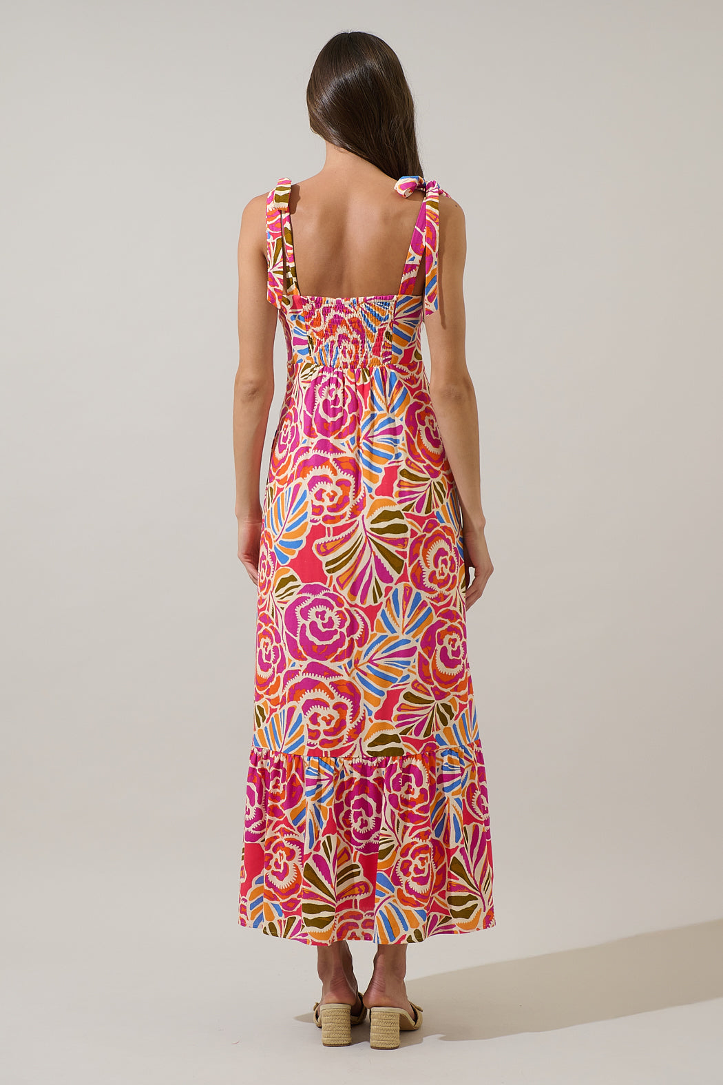 Nomi Floral Hendy Shoulder Tie Maxi Dress OMFORT