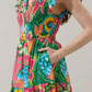 Lanai Multi Tropics Sunfire Smocked Bodice Tiered Midi Dress OMFORT
