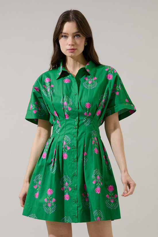 Alix Button Down Mini Dress Saura Floral OMFORT