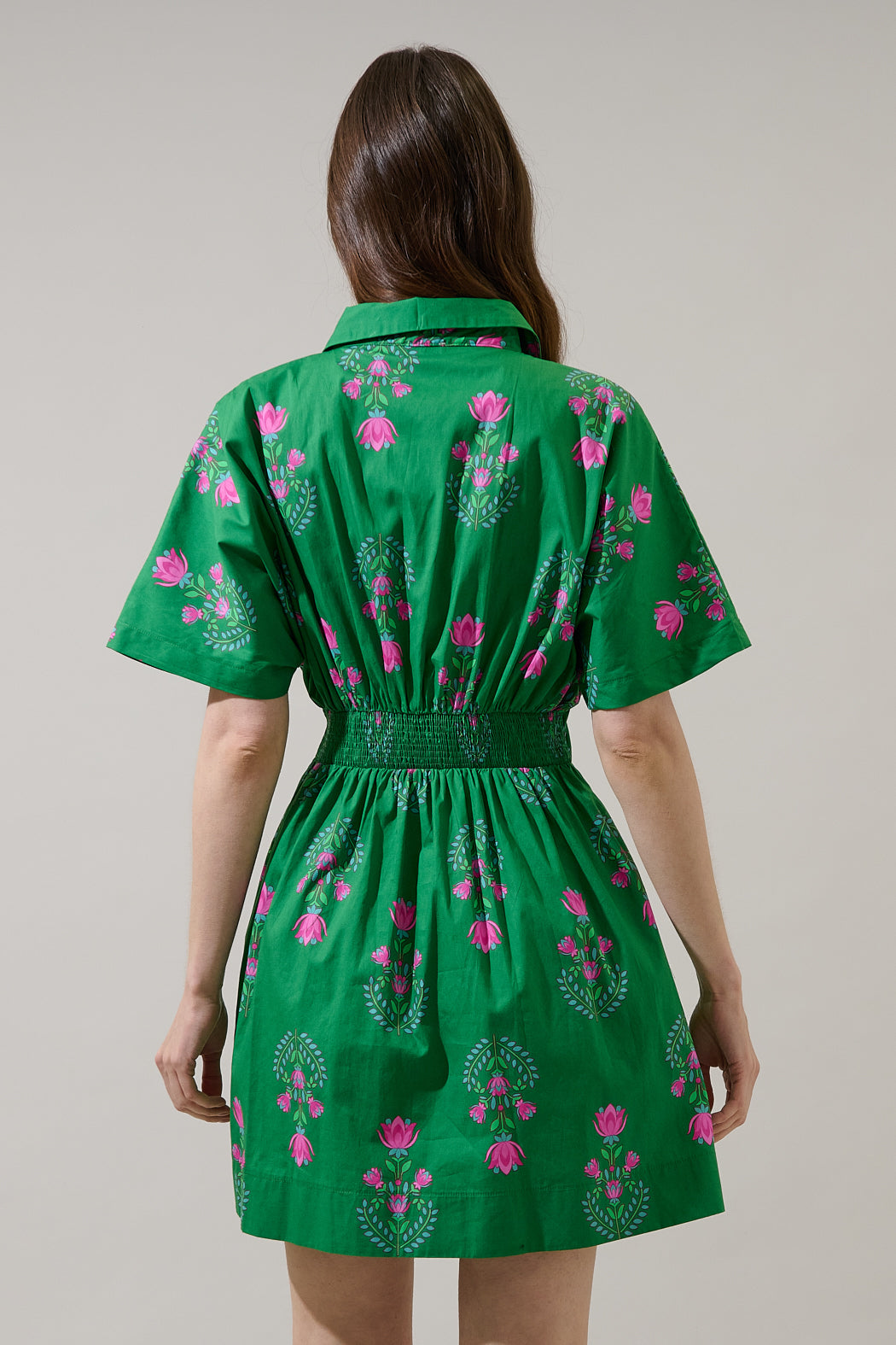 Alix Button Down Mini Dress Saura Floral OMFORT