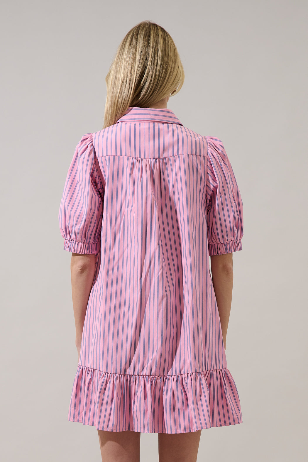 Marvia Striped Levy Button Down Shift Dress OMFORT