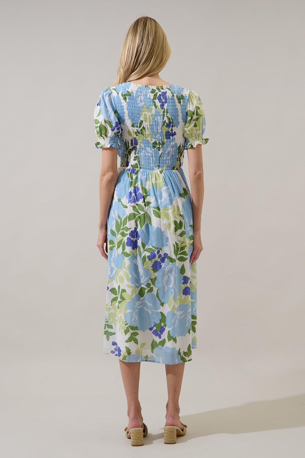 Tamry Smocked Midi Dress Khloey Floral OMFORT