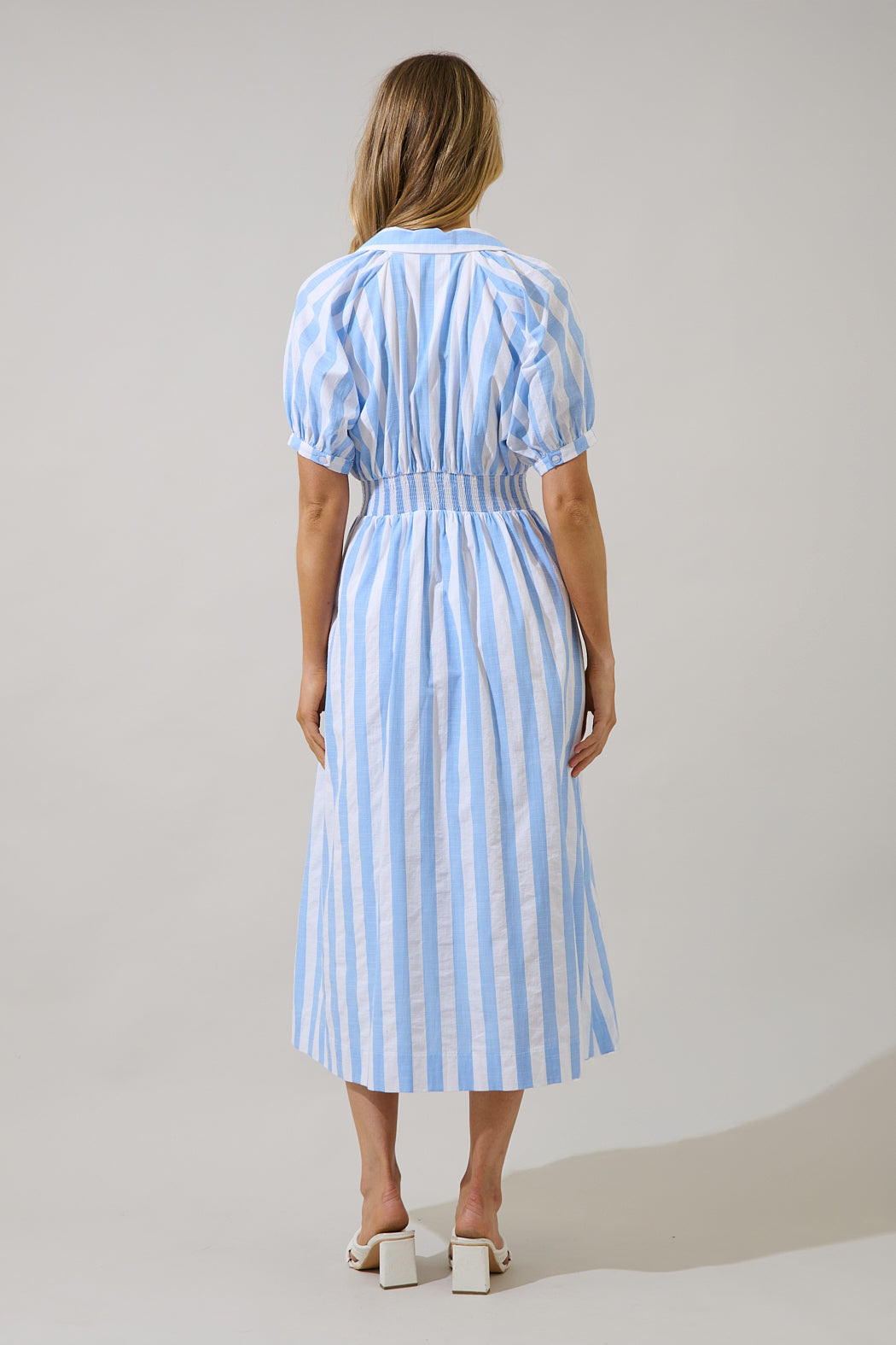 Silvie Pleated Midi Dress Fays Stripe OMFORT