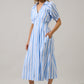 Silvie Pleated Midi Dress Fays Stripe OMFORT