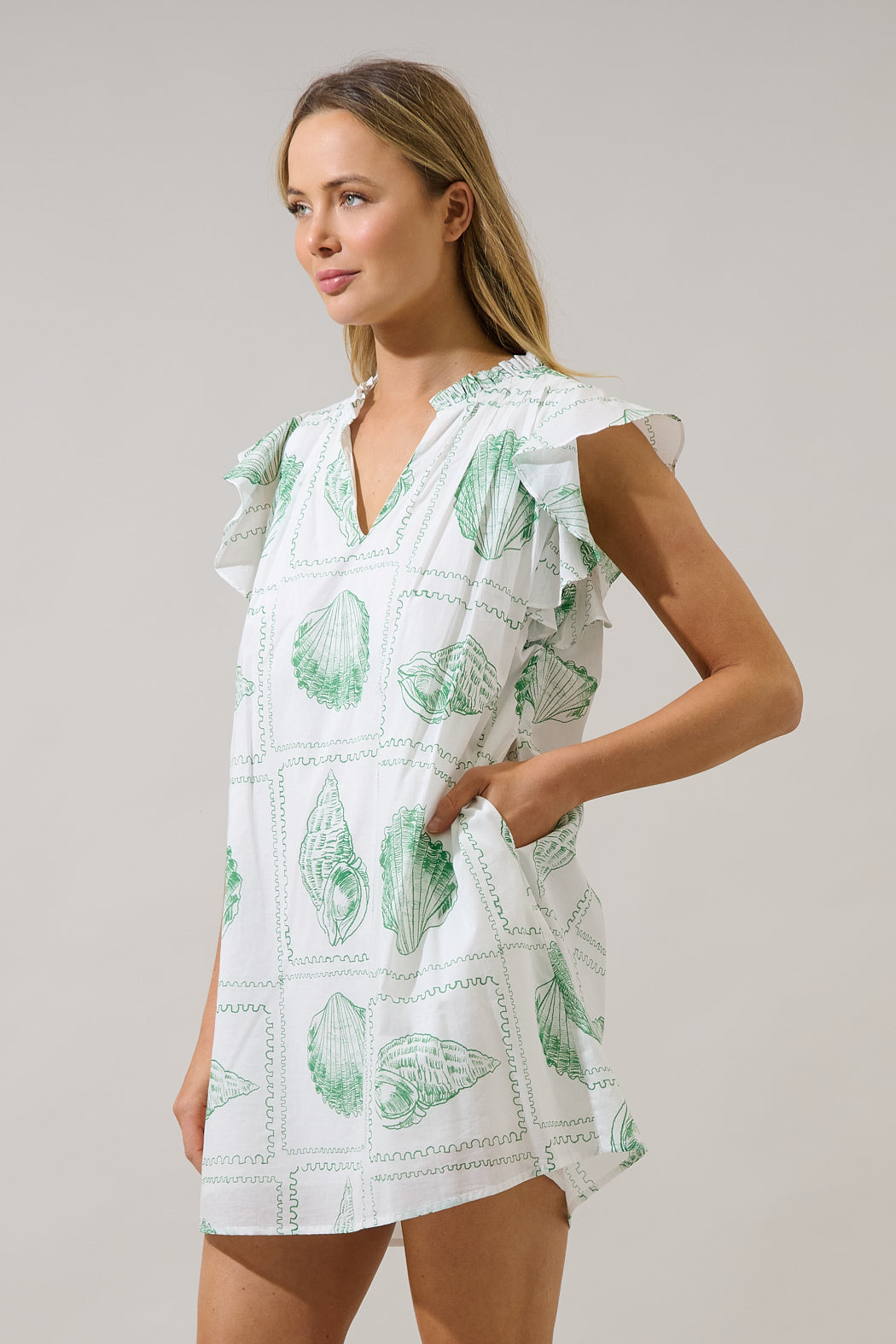 Renie Shift Mini Dress Seashell Bay OMFORT