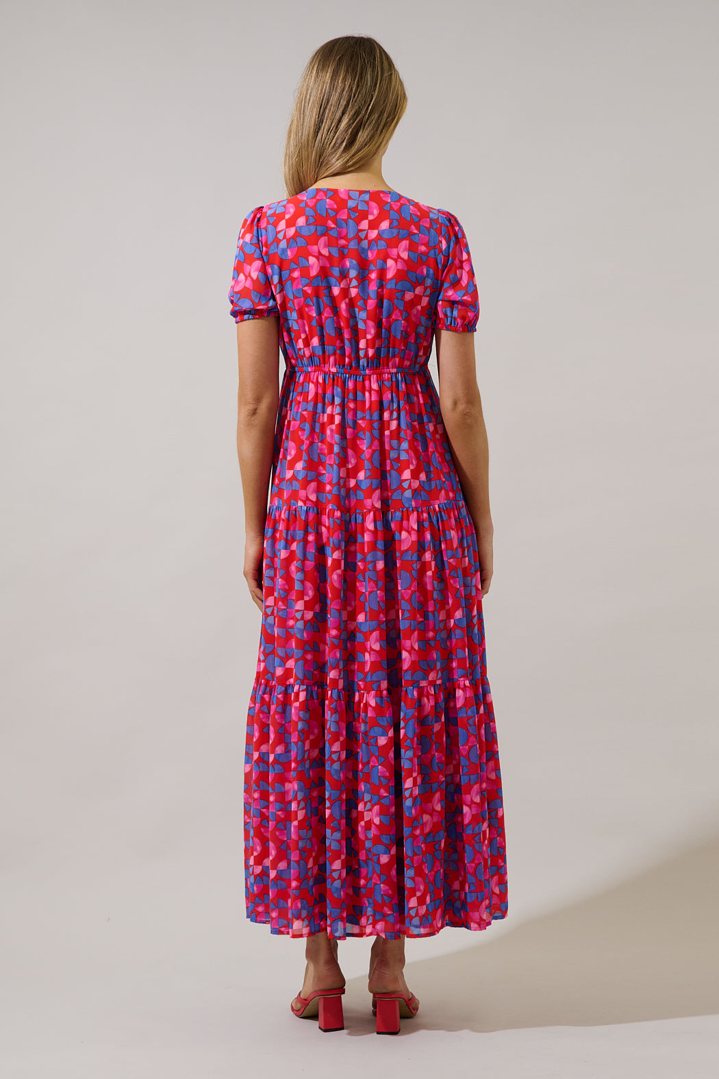 Monaco Long Tiered Maxi Dress Averly Geo OMFORT