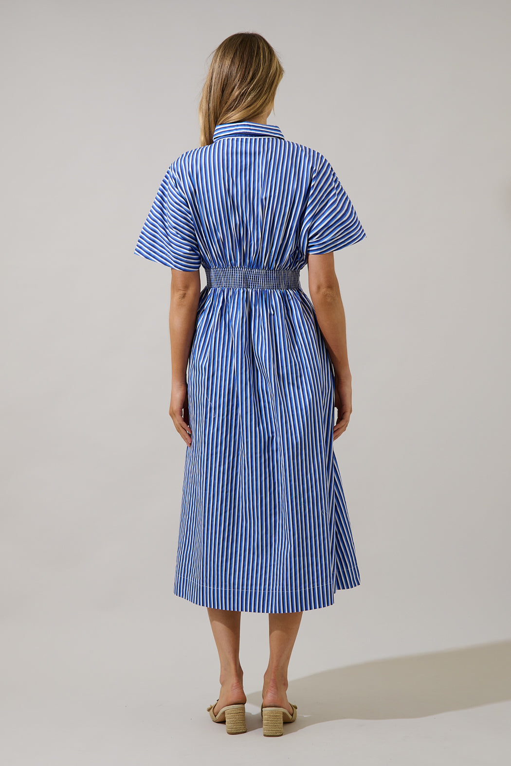 Wilderra Pleated Midi Dress Barklin Stripe OMFORT