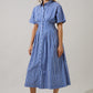 Wilderra Pleated Midi Dress Barklin Stripe OMFORT