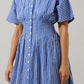 Wilderra Pleated Midi Dress Barklin Stripe OMFORT