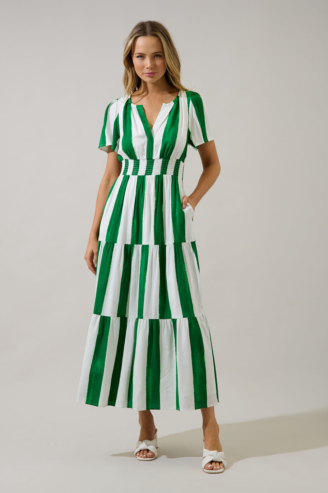 Rony Smocked Maxi Dress Pilmar Stripe OMFORT