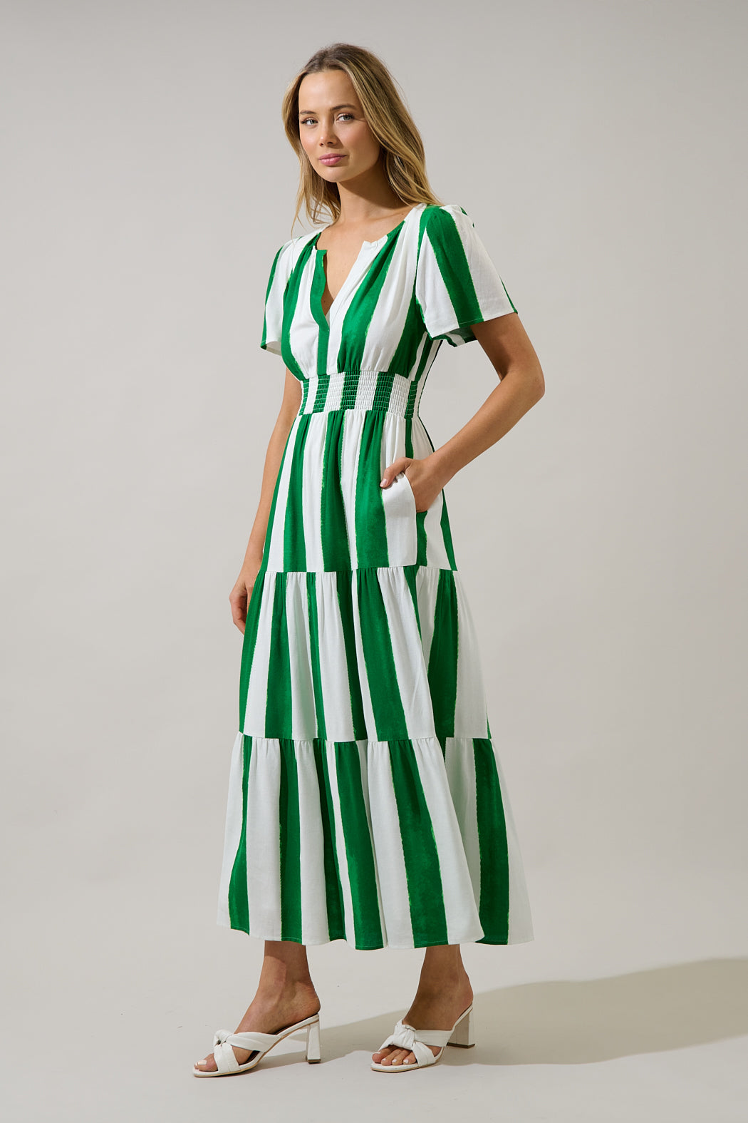 Rony Smocked Maxi Dress Pilmar Stripe OMFORT