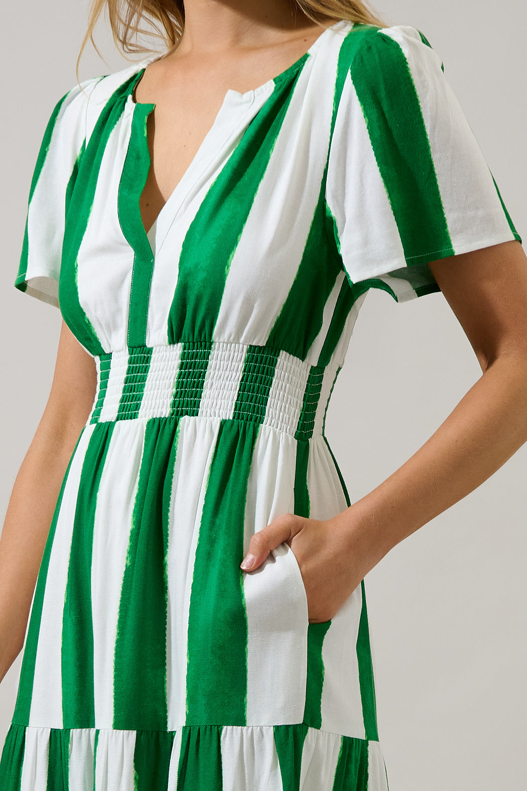 Rony Smocked Maxi Dress Pilmar Stripe OMFORT
