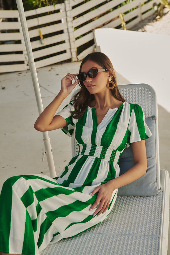 Rony Smocked Maxi Dress Pilmar Stripe OMFORT