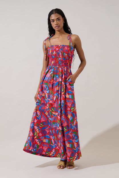 Juciel Smocked Maxi Dress Tropical OMFORT