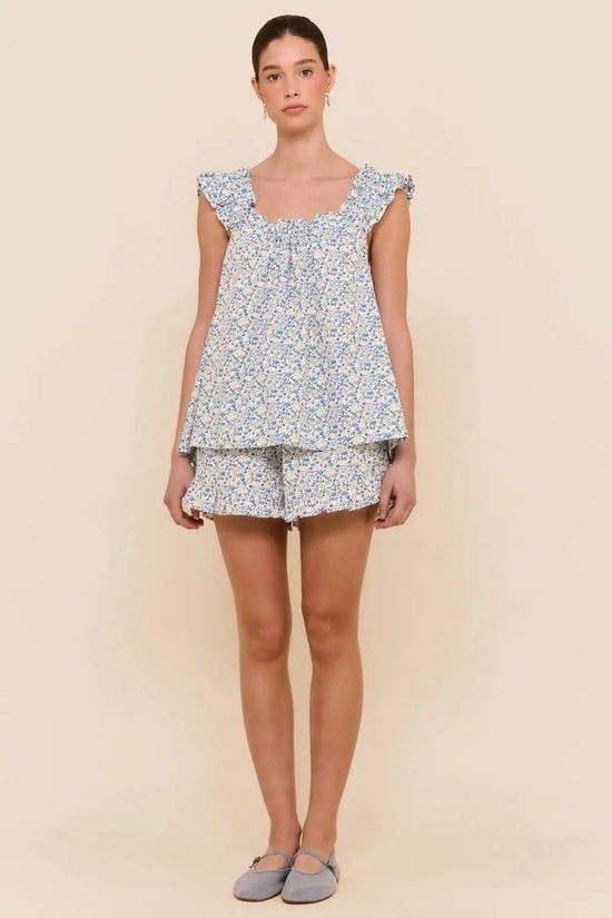 Nicolette Sleep Set - Cotton - Floret Blue OMFORT