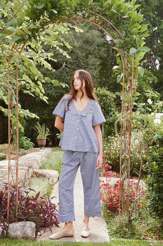 Penelope Sleep Set - Pants - Gingham - Navy OMFORT