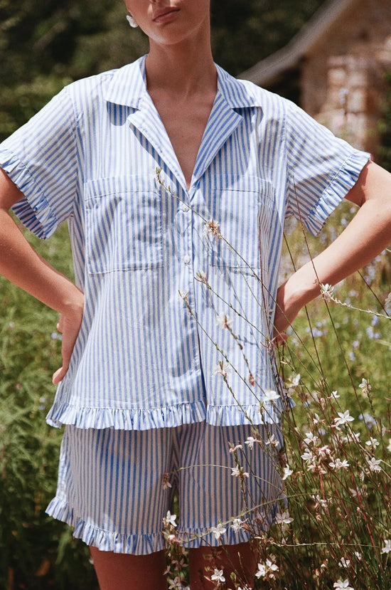 Felicity Frill Set - Pinstripe Blue OMFORT