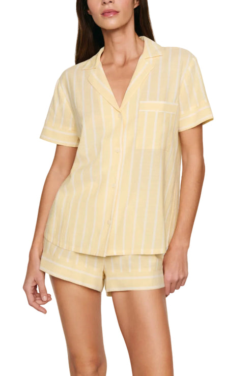 Nautico Shortie PJ Set in Classic Stripe Sunbeam/Ivory OMFORT