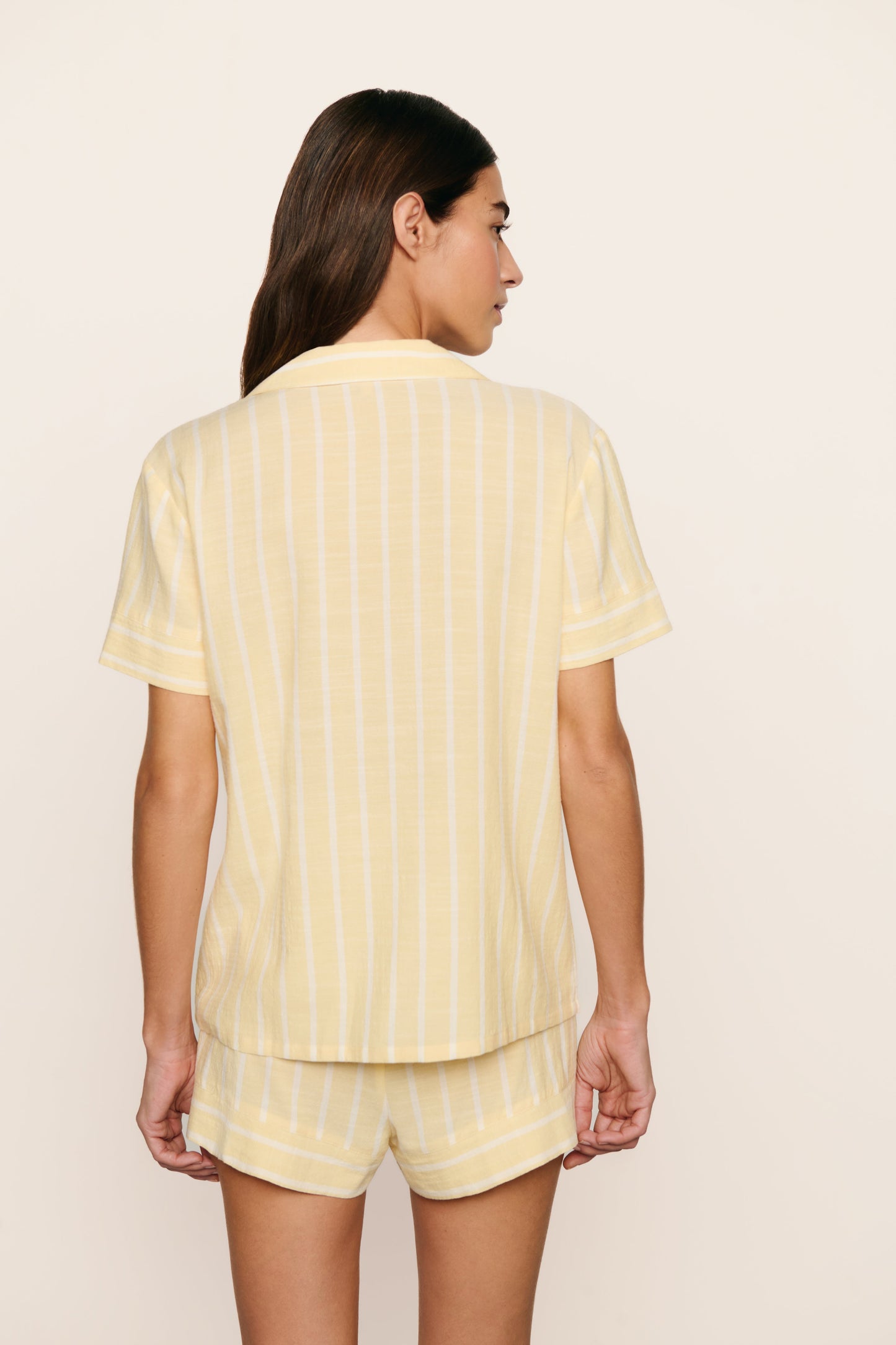 Nautico Shortie PJ Set in Classic Stripe Sunbeam/Ivory OMFORT