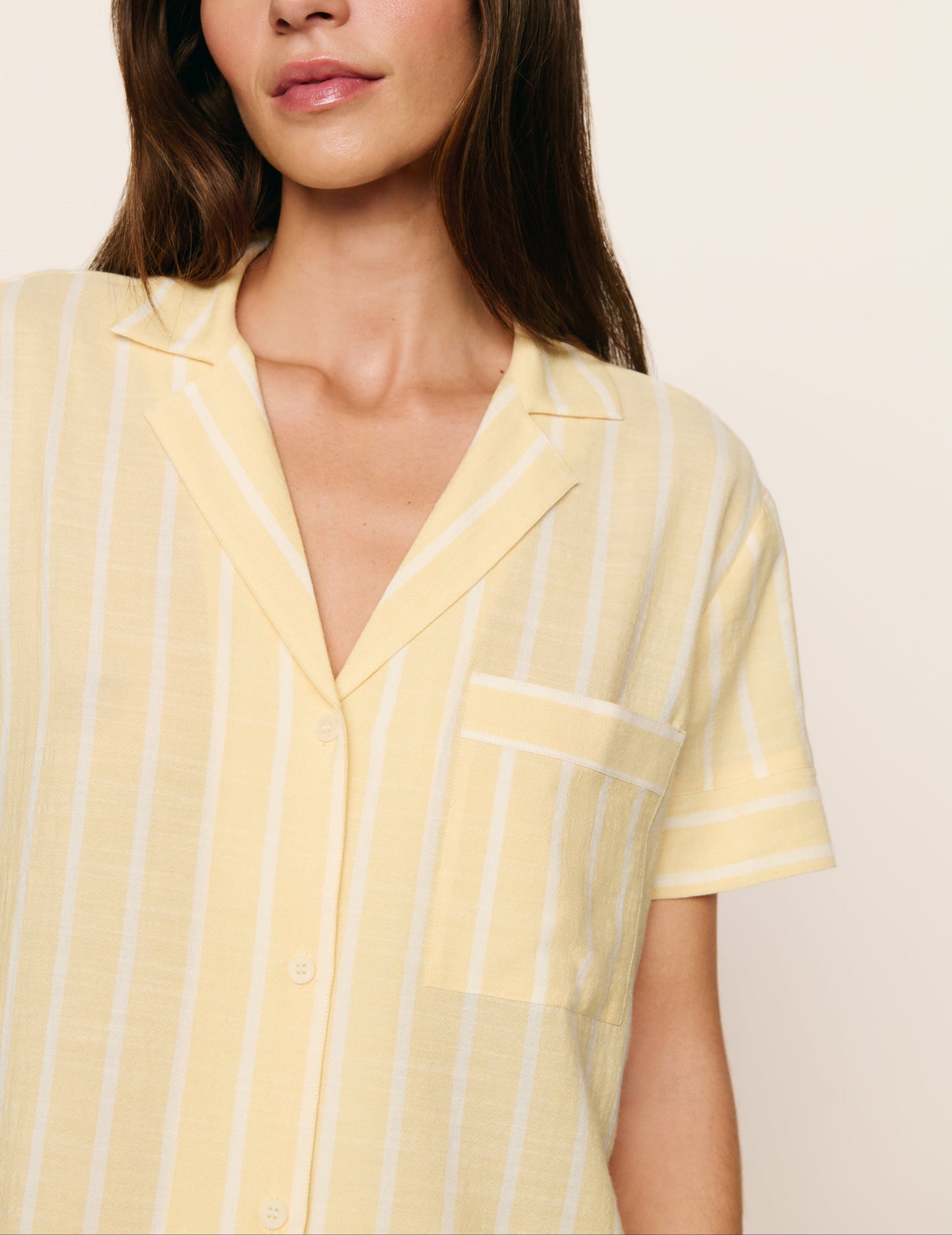 Nautico Shortie PJ Set in Classic Stripe Sunbeam/Ivory OMFORT