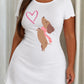 Dachshund with Pink Scarf Graphic Short Sleeve Sleep Dress OMFORT