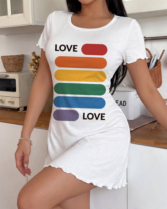 "Love is Love" Rainbow Stripe Nightdress OMFORT
