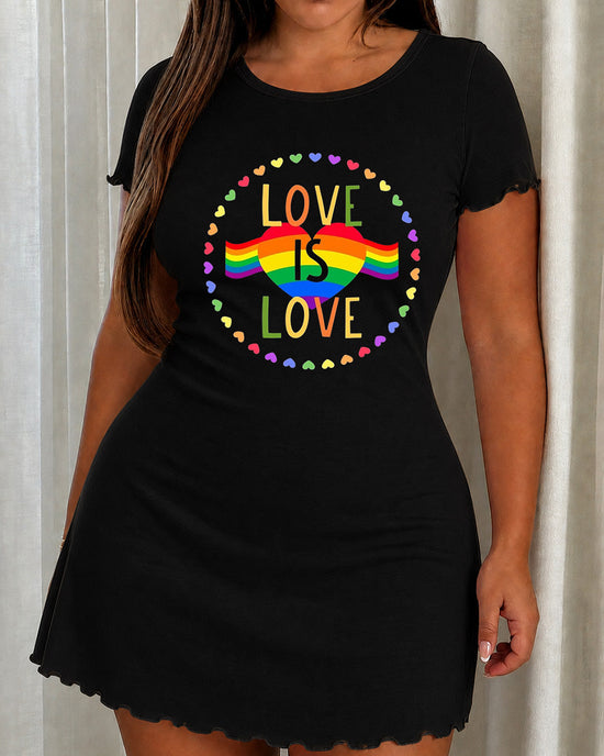 "Love is Love" Rainbow Heart Print Nightdress OMFORT