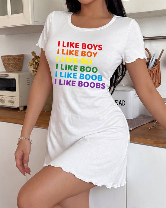 "I Like Boobs" Funny Pride Slogan Nightdress OMFORT