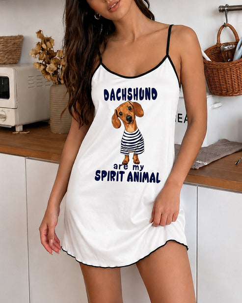 "Dachshund Are My Spirit Animal" Cami Nightdress OMFORT