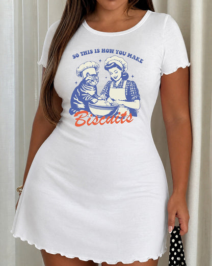 "How You Make Biscuits" Cat & Baker Print Nightdress OMFORT