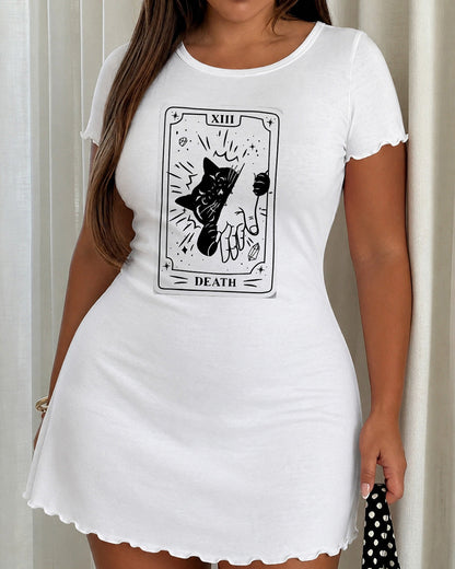 Tarot "Death" Cat Print (XS-5XL) Nightdress OMFORT