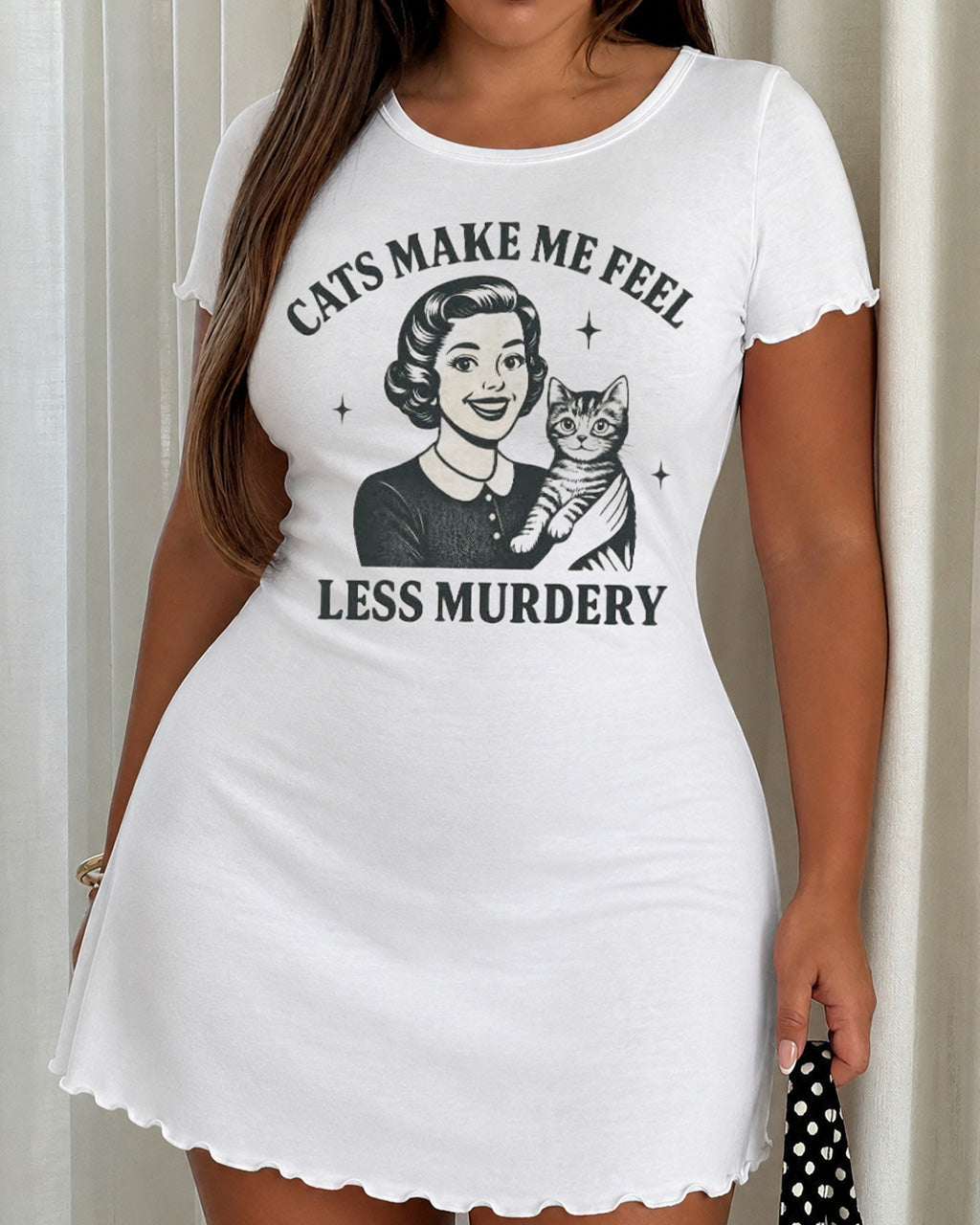 "Cats Make Me Feel Less Murdery" Retro Print Nightdress (XS-5XL) OMFORT