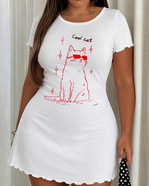 "Cool Cat" Sunglasses Cat Print Nightdress (XS-5XL) OMFORT