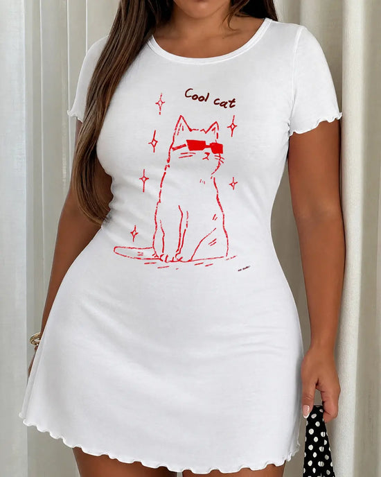 "Cool Cat" Sunglasses Cat Print Nightdress (XS-5XL) OMFORT