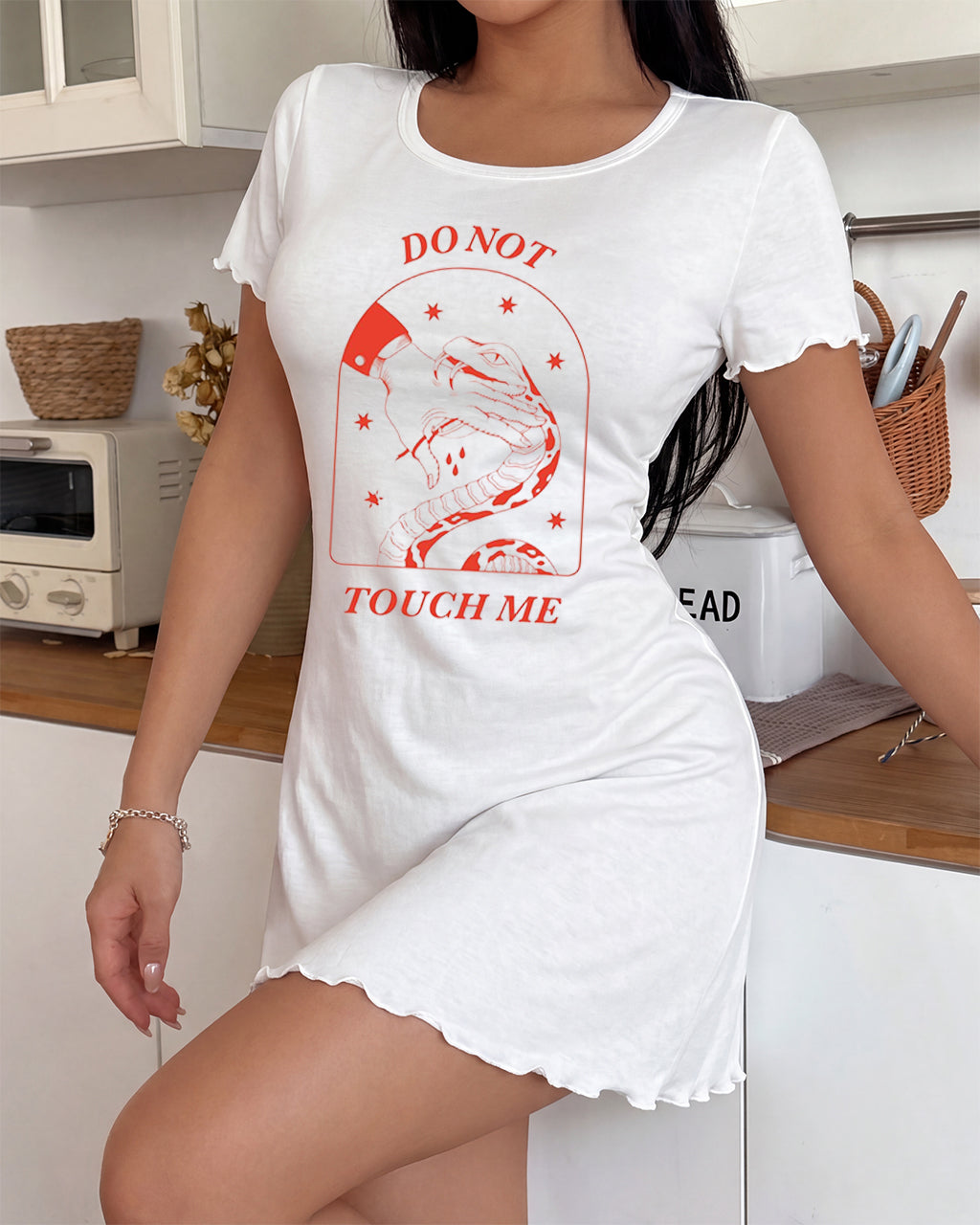 "Do Not Touch Me" Snake Print Nightdress (XS-5XL) OMFORT