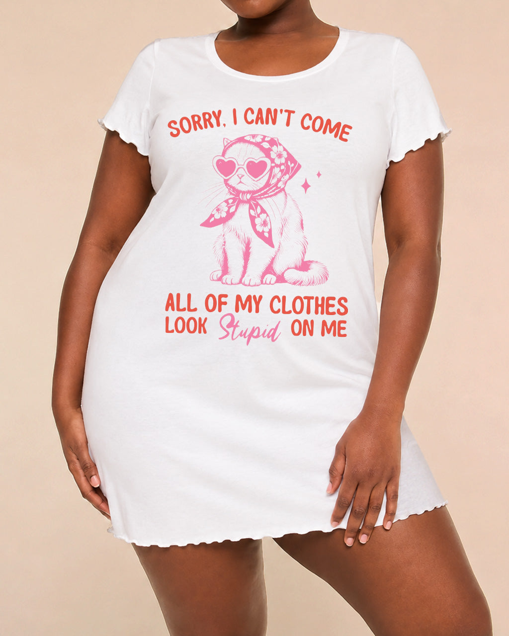 "Sorry I Can't Come" Sassy Cat Print Nightdress (XS-5XL) OMFORT