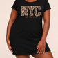 "NYC" Leopard Print Letter Nightdress (XS-5XL) OMFORT
