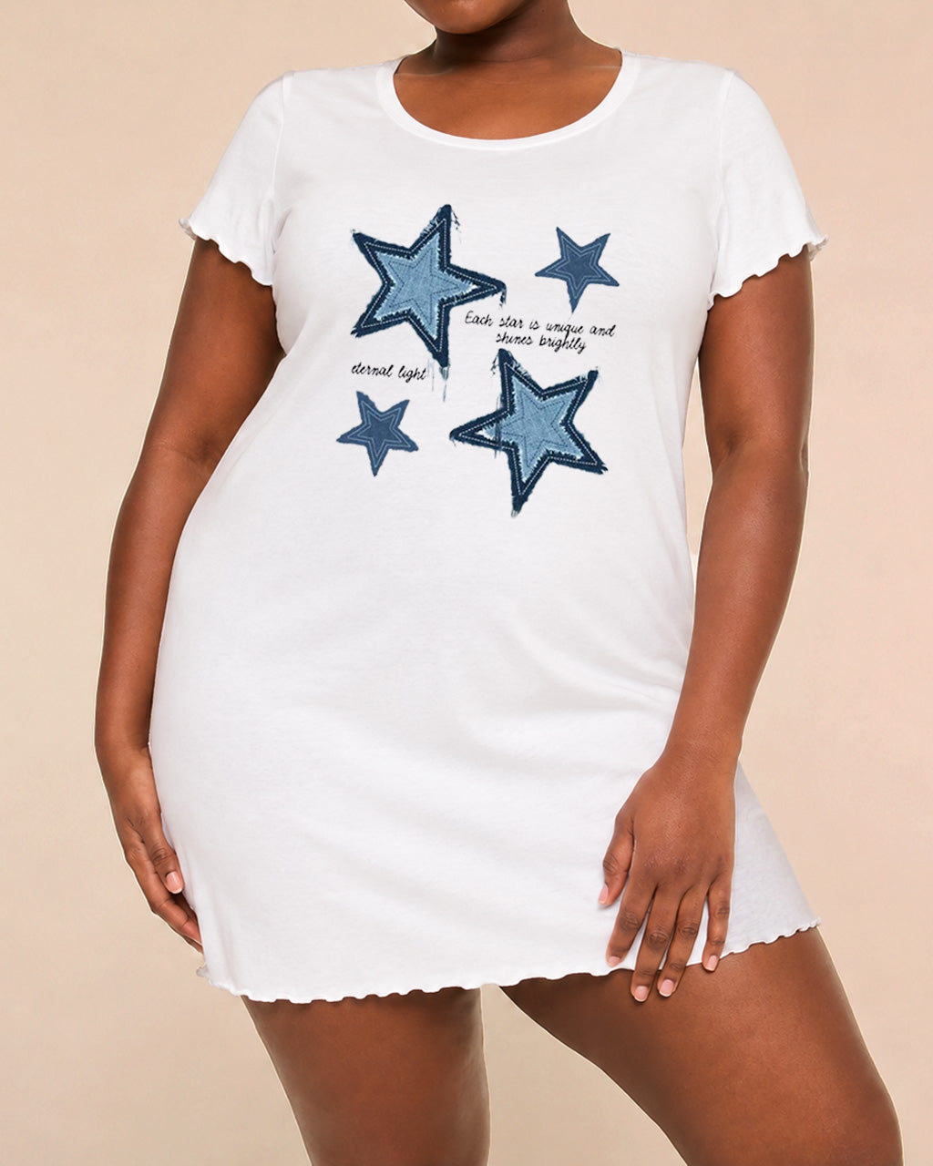 Denim Star Print Nightdress (XS-5XL) OMFORT