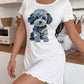 Denim Dog Print Nightdress (XS-5XL) OMFORT