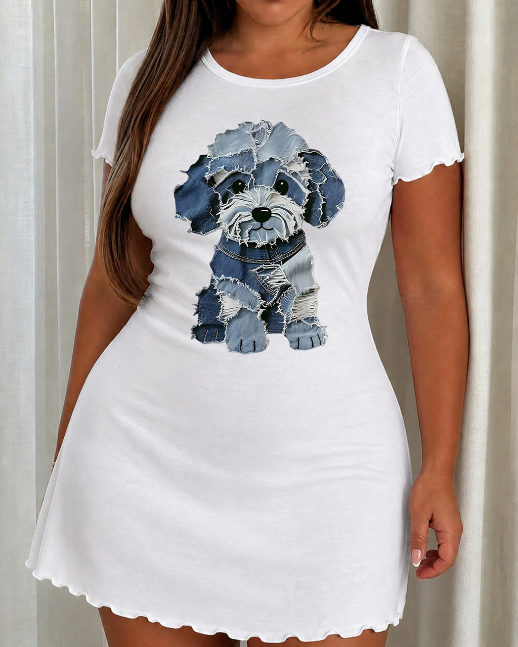 Denim Dog Print Nightdress (XS-5XL) OMFORT