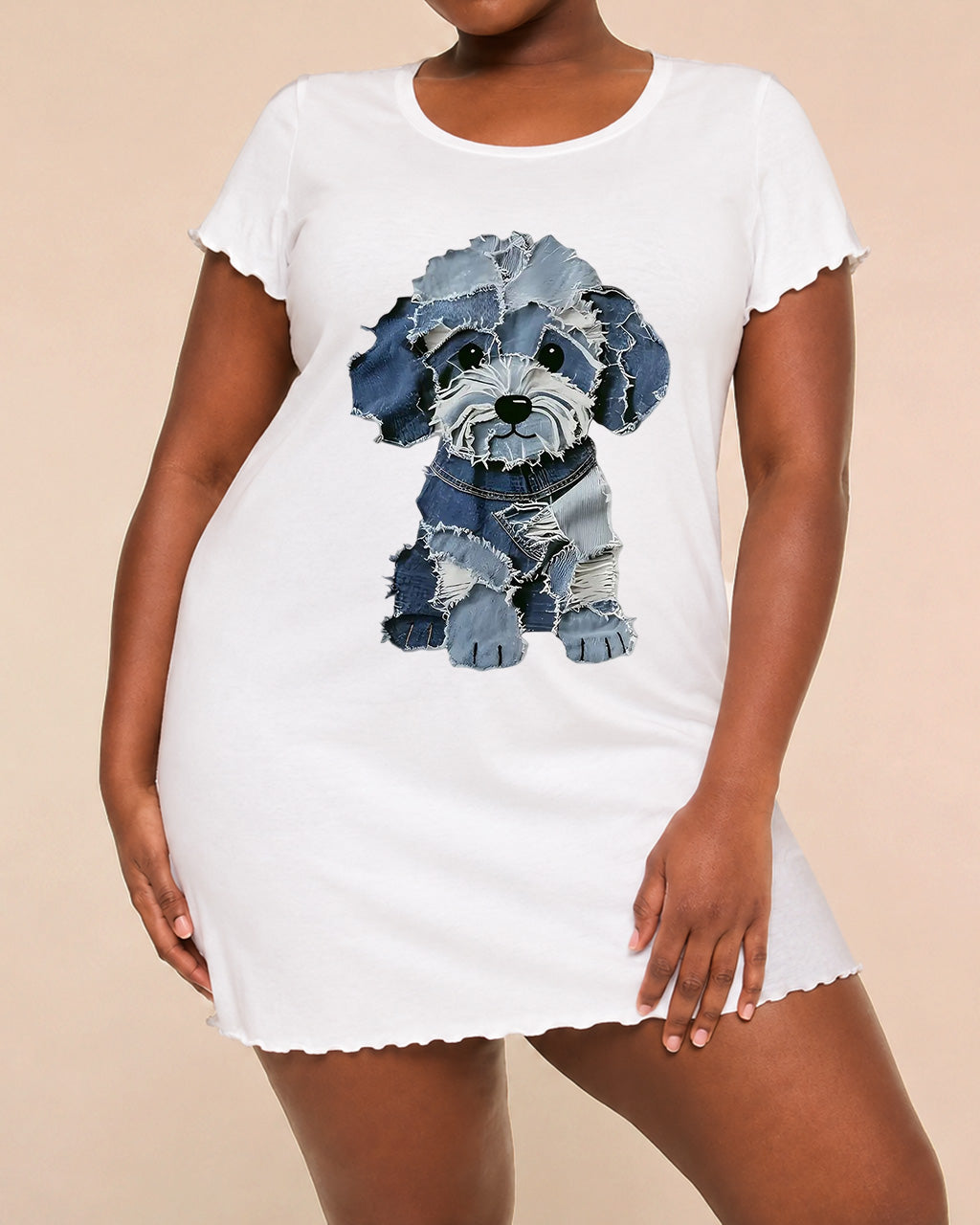 Denim Dog Print Nightdress (XS-5XL) OMFORT
