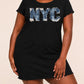 "NYC" Denim Print Nightdress (XS-5XL) OMFORT