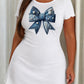 Denim Bow With Pearl Print Nightdress (XS-5XL) OMFORT