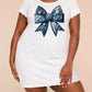 Denim Bow With Pearl Print Nightdress (XS-5XL) OMFORT
