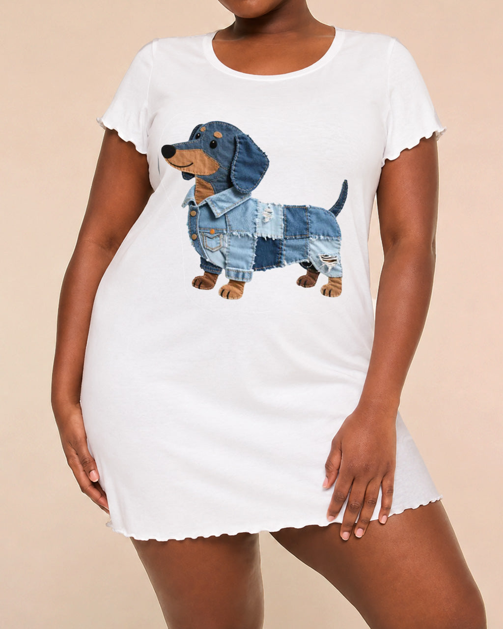 Denim Dachshund Print Nightdress (XS-5XL) OMFORT
