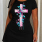 Pink Blue Floral Brushstroke Cross Print Nightdress (XS-5XL) OMFORT