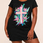 Multicolor Floral Paint Cross Print Nightdress (XS-5XL) OMFORT