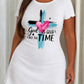 "God Is Good All The Time" Brush Cross Heart Print Nightdress (XS-5XL) OMFORT