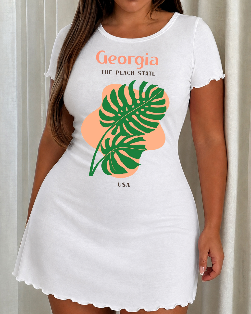 Georgia The Peach State Tropical Leaf Print Nightdress (XS-5XL) OMFORT